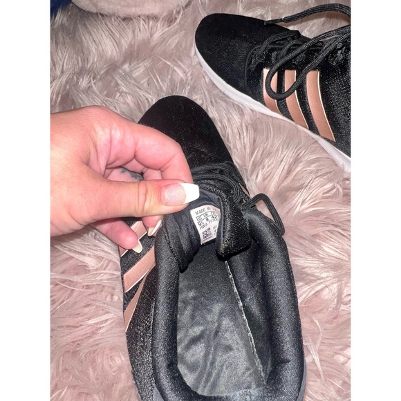 SOLD✨ADIDAS Cloudfoam QT Sneakers Racer Black & Metallic Copper Rose Gold 9.5 - Picture 8 of 9